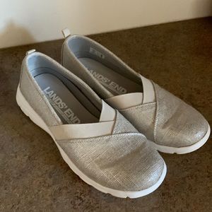 Lands End silver beech slip on comfort walking shoes size 9